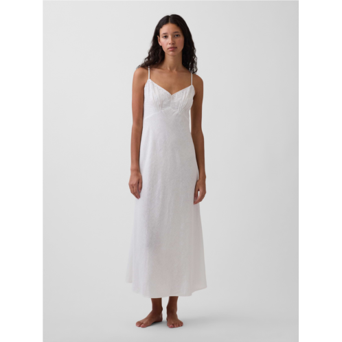 Gap Linen-Blend Embroidered Midi Dress
