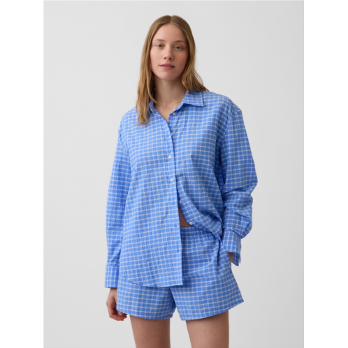 Gap Seersucker Plaid Oversized Shirt