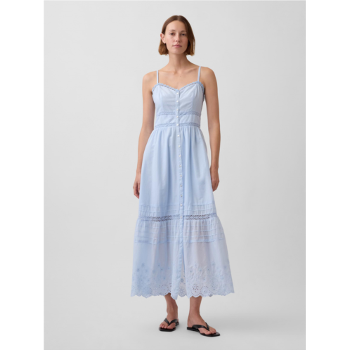 Gap Lace-Trim Button-Front Maxi Dress