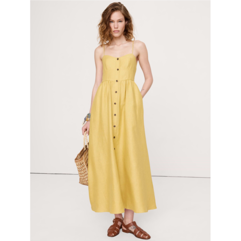 Bananarepublic Linen Corset Button-Down Dress