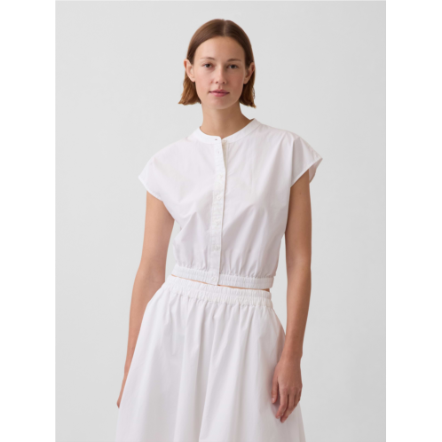 Gap Poplin Cap-Sleeve Crop Shirt