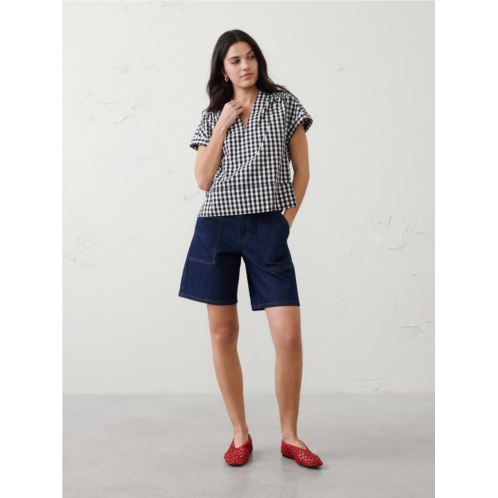 bananarepublic Gingham Split-Neck Top