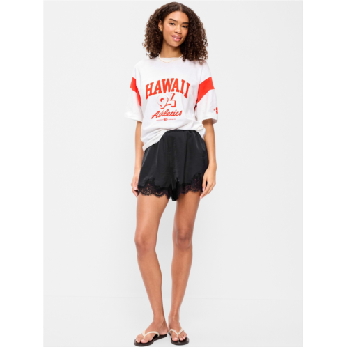 OldNavy High-Waisted Lace-Trim Satin Shorts
