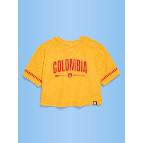 OldNavy FIFA World Cup 26 Colombia Boxy Lace V-Neck T-Shirt for Girls