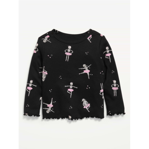 OldNavy Printed Fitted Long-Sleeve Ribbed T-Shirt for Toddler Girls