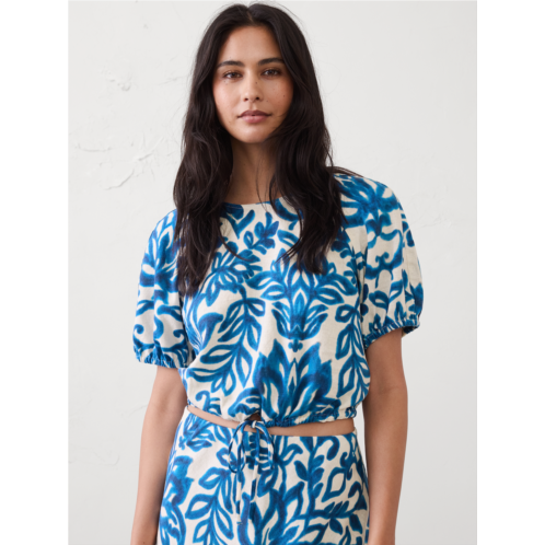 bananarepublic Linen-Blend Bubble-Tie Top