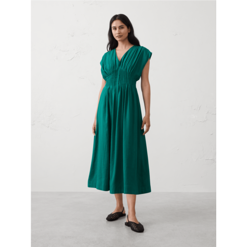 bananarepublic Linen-Blend Pleated-Waist Midi Dress