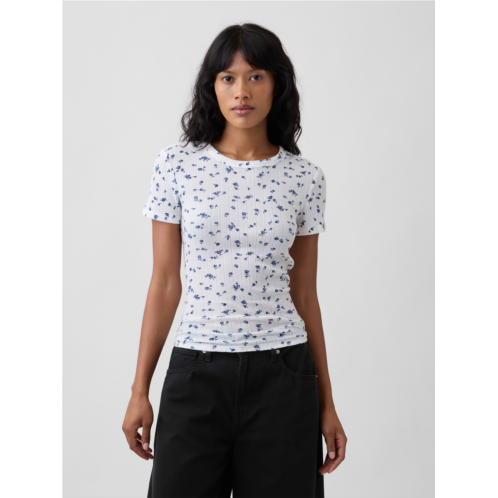 Gap Essential Ribbed Pointelle Crewneck T-Shirt
