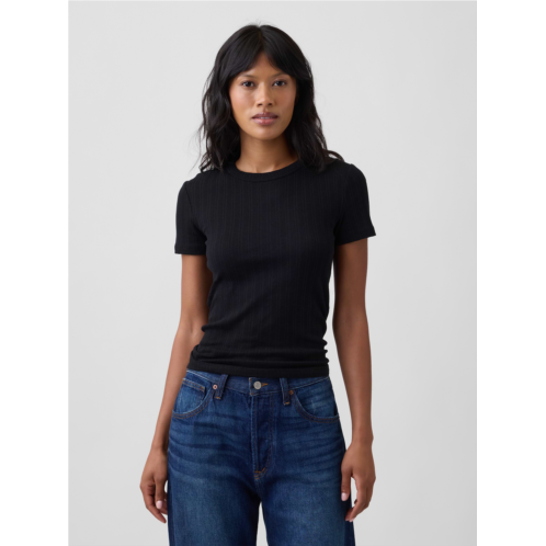 Gap Essential Ribbed Pointelle Crewneck T-Shirt
