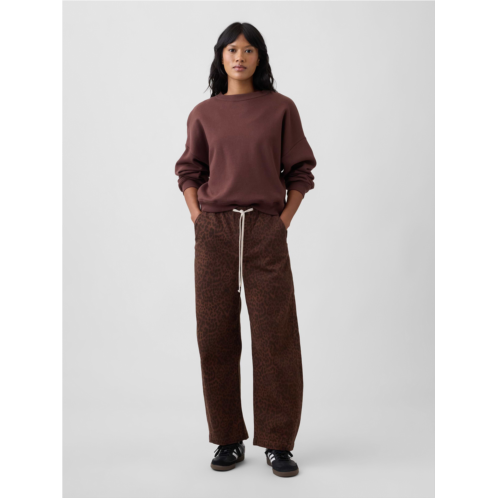 Gap Mid Rise Print Pull-On Barrel Jeans