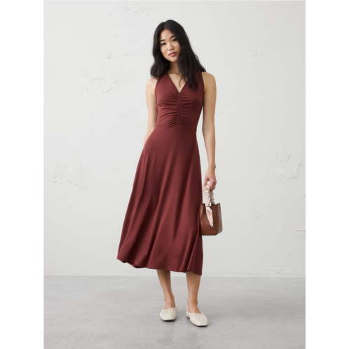 bananarepublic Shirred V-Neck Midi Dress