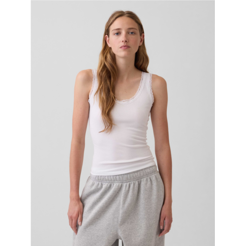 Gap Mini Rib Lace-Trim PJ Tank Top