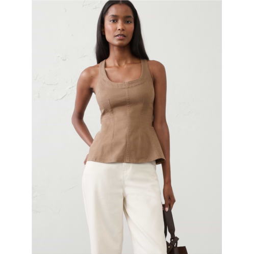 bananarepublic Denim Scoop-Neck Peplum Top