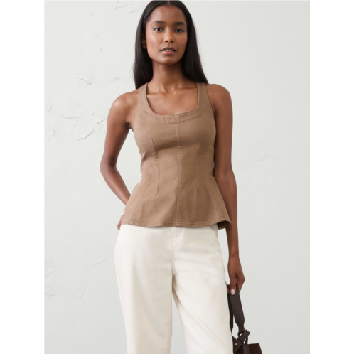 bananarepublic Denim Scoop-Neck Peplum Top