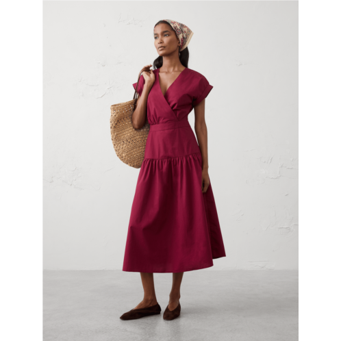 bananarepublic Poplin Surplice Midi Dress