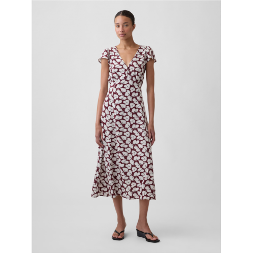 Gap Flutter Sleeve V-Neck Midi Dress