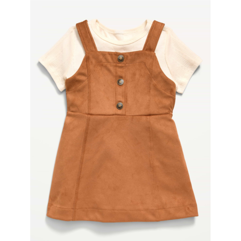 OldNavy Sleeveless Faux-Suede Dress and T-Shirt Set for Toddler Girls