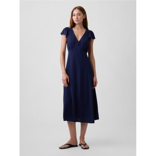 Gap Flutter Sleeve V-Neck Midi Dress