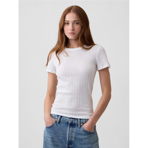 Gap Essential Ribbed Pointelle Crewneck T-Shirt
