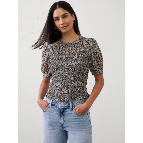 bananarepublic High-Neck Smocked Cropped Top