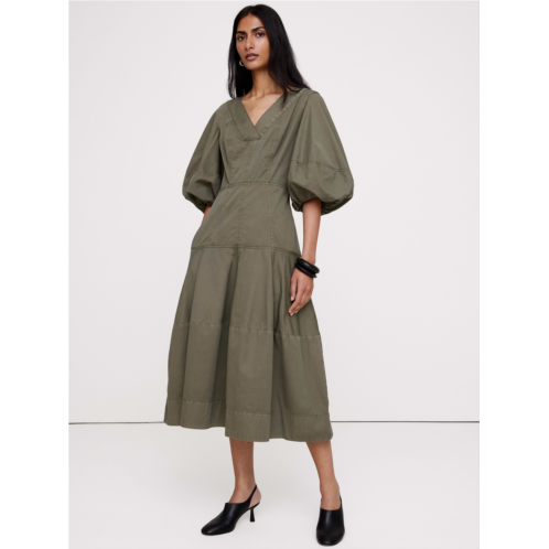 Bananarepublic Cotton Twill Barrel Midi Dress