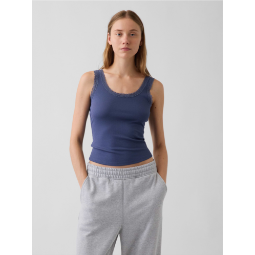 Gap Mini Rib Lace-Trim PJ Tank Top