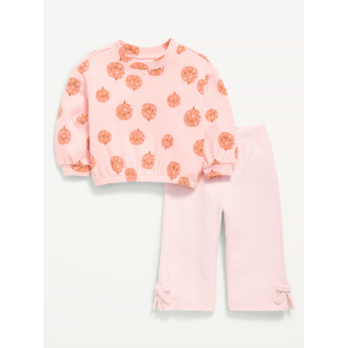 OldNavy Printed Ribbed Sweatshirt and Wide-Leg Pants Set for Baby
