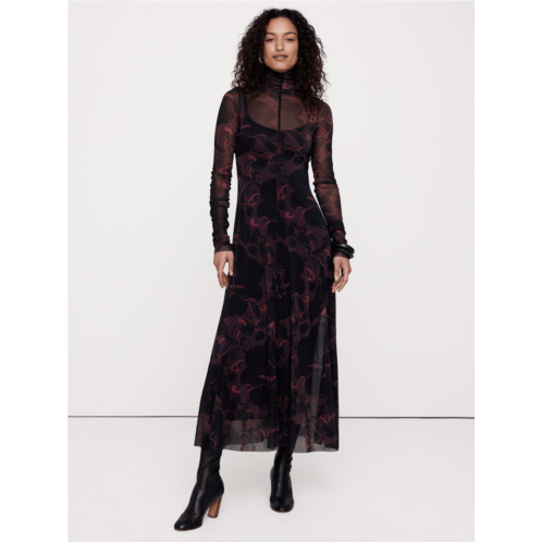 Bananarepublic Mesh Long-Sleeve Maxi Dress
