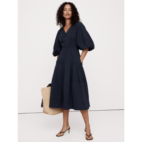 Bananarepublic Cotton Twill Barrel Midi Dress