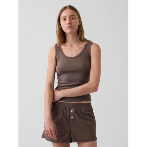 Gap Mini Rib Lace-Trim PJ Tank Top