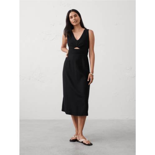 bananarepublic Linen-Blend Cutout Midi Dress