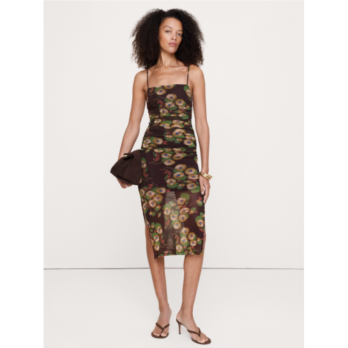 Bananarepublic Ruched Mesh Midi Dress