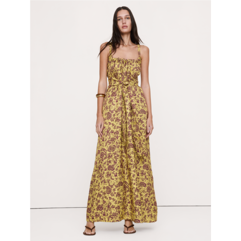 Bananarepublic Viscose-Linen Gathered Maxi Dress