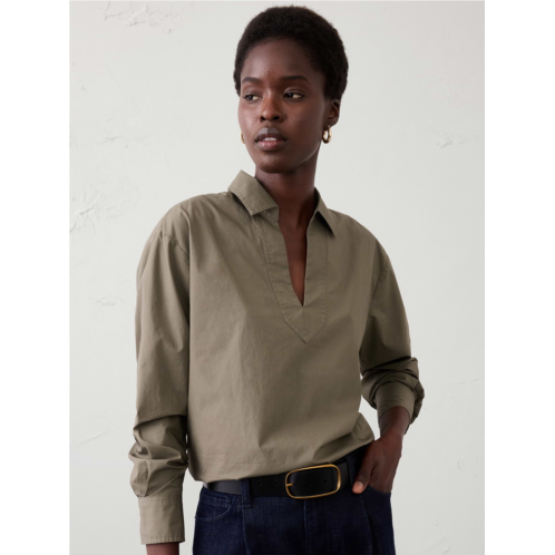 bananarepublic Cotton Collar-Neck Tunic Top