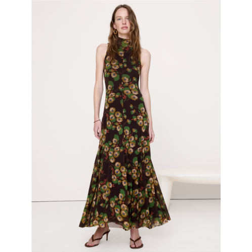 Bananarepublic Mesh Tie-Neck Maxi Dress