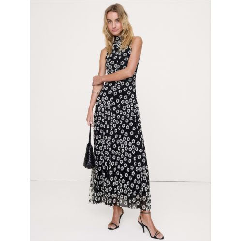 Bananarepublic Mesh Tie-Neck Maxi Dress