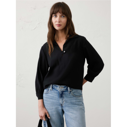 bananarepublic Collared-Tab Pullover Top