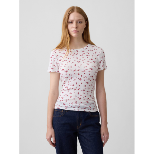 Gap Essential Ribbed Pointelle Crewneck T-Shirt