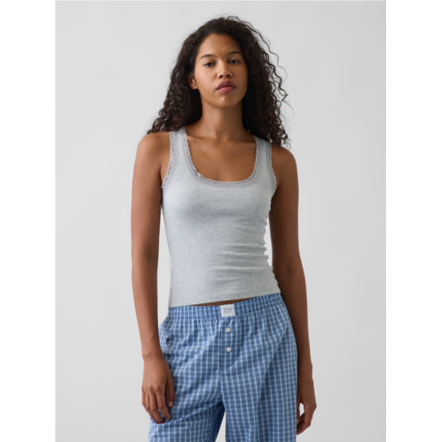 Gap Mini Rib Lace-Trim PJ Tank Top