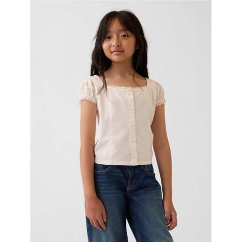 Gap Lace-Trim Button-Front Top