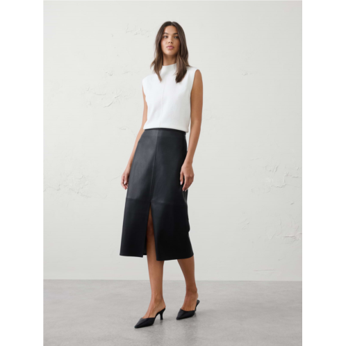 bananarepublic Vegan Leather Seamed Midi Skirt