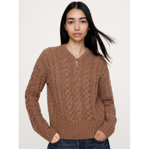 Bananarepublic Merino-Yak Buttoned Cable-Knit Sweater