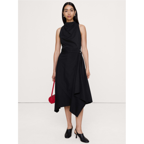 Bananarepublic Stretch-Cotton Cowl-Neck Midi Dress