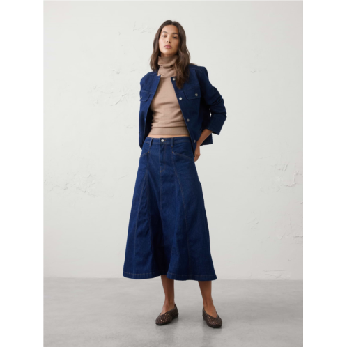 bananarepublic Denim Seamed Paneled Midi Skirt