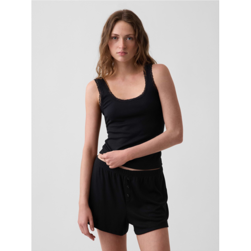 Gap Mini Rib Lace-Trim PJ Tank Top