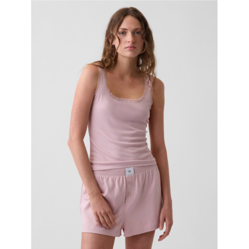 Gap Mini Rib Lace-Trim PJ Tank Top