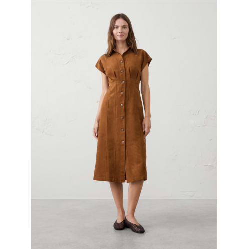 bananarepublic Vegan Suede Seamed Midi Shirtdress