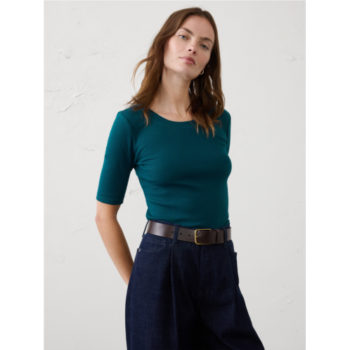 bananarepublic Ribbed Elbow-Sleeve T-Shirt