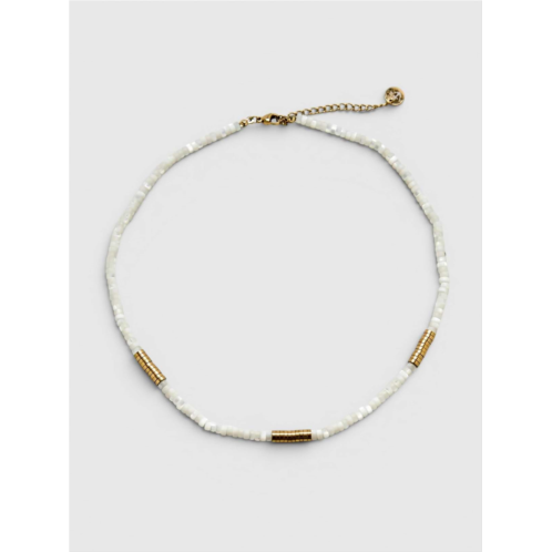 Gap Admiral Row Beaded Mother of Pearl and Gold Necklace