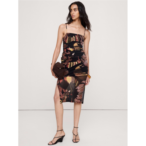 Bananarepublic Ruched Mesh Midi Dress